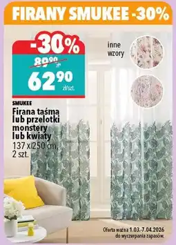 Biedronka Firana taśma lub przelotki monstery lub kwiaty 137x250cm, 2szt oferta