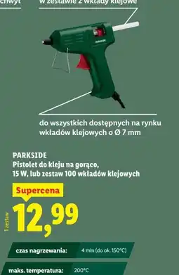 Lidl PARKSIDE Pistolet do kleju na gorąco, 15 W, lub zestaw 100 wkładów klejowych oferta