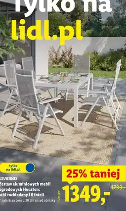 Lidl LIVARNO Zestaw aluminiowych mebli ogrodowych Houston: stół rozkładany i 6 foteli oferta