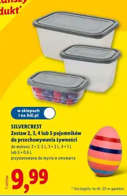 Lidl SILVERCREST Zestaw 2, 3, 4 lub 5 pojemników do przechowywania żywności oferta