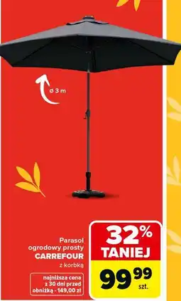 Carrefour Parasol ogrodowy 3m szary Carrefour oferta