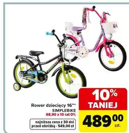 Carrefour Rowerek 16 girl Simplebike oferta