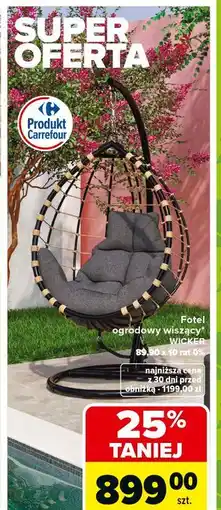 Carrefour Fotel ogrodowy wiszący wicker Carrefour oferta