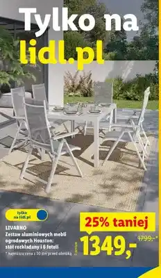 Lidl Zestaw aluminiowych mebli ogrodowych Houston: stół rozkładany i 6 foteli oferta