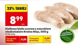 Biedronka Kiełbasa biała surowa z czosnkiem niedźwiedzim Kraina Mię oferta