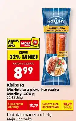 Biedronka Kiełbasa Morlińska z piersi kurczaka oferta