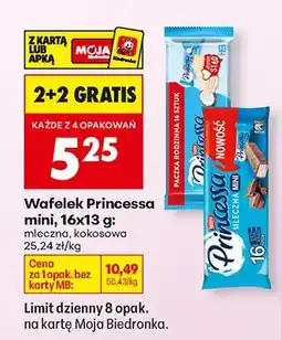 Biedronka Wafelki mini 16x13 g mleczne 2+2 GRATIS oferta