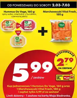 Biedronka Zestaw - hummus Go Vege + marcheweczki Vital Fresh oferta