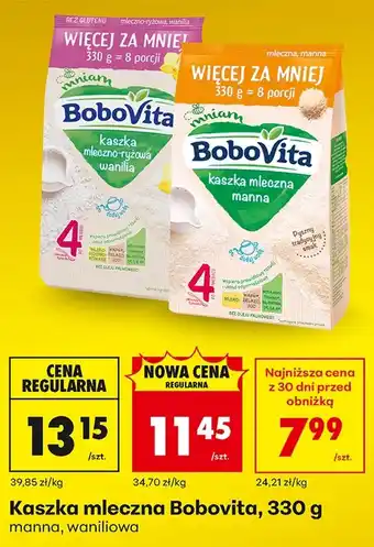 Kaszka mleczna Bobovita, 330 g (manna, waniliowa)