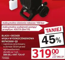 Selgros Myjka wysokociśnieniowa Black + Decker BEPW2000-QS oferta