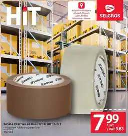 Selgros Taśma pakowa 48 mm x 120 m HOT-MELT brązowa lub transparentna oferta