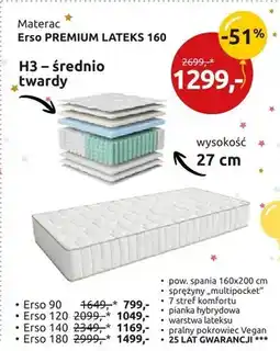 Black Red White Materac Erso Premium Lateks 160 H3 - średnio twardy oferta