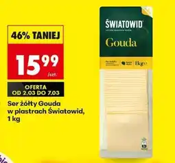 Biedronka Ser żółty Gouda w plastrach światowid , 1 kg oferta