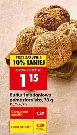 Biedronka Bułka śniadaniowa pełnoziarnista, 73 g oferta