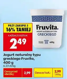 Biedronka Jogurt naturalny typu greckiego Fruvita, 400 g oferta