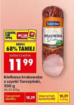 Biedronka Kiełbasa krakowska z szynki Tarczyński 330 g oferta
