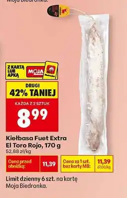 Biedronka Kiełbasa Fuet Extra El Toro Rojo, 170 g oferta