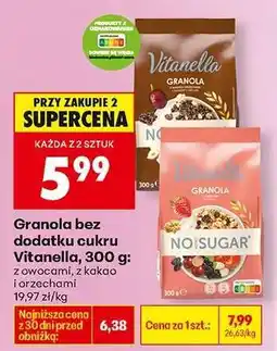 Biedronka Granola bez dodatku cukru Vitanella, 300 g oferta