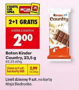 Biedronka Baton Kinder Country 23,5 g oferta