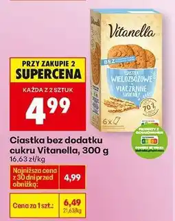 Biedronka Ciastka bez dodatku cukru Vitanella, 300 g oferta