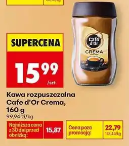 Biedronka Kawa rozpuszczalna Cafe d'Or Crema , 160 g oferta