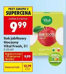 Biedronka Sok jabłkowy tłoczony Vital Fresh, 3 l oferta