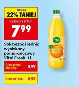 Biedronka Sok bezpośrednio wyciskany pomarańczowy Vital Fresh , 1l oferta