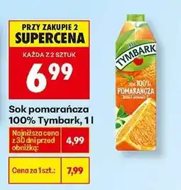 Biedronka Sok pomarańcza 100% Tymbark, 1 l oferta