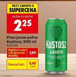 Biedronka Piwo jasne pełne Kustosz, 500 ml oferta