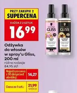 Biedronka Odżywka do włosów w spray'u Gliss, 200 ml oferta