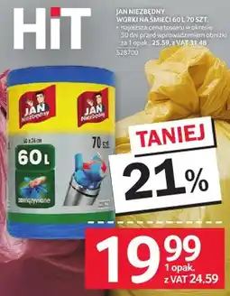 Selgros Worki na śmieci Jan Niezbędny 60 l 70 szt oferta