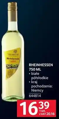 Selgros Wino Rheinhessen 750 ml - białe półsłodkie - kraj pochodzenia: Niemcy oferta