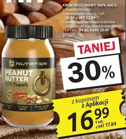 Selgros Krem orzechowy Go Nutrition Peanut Butter 100% Peanuts 400g crunchy/creamy oferta