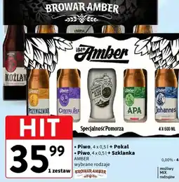 Intermarche Piwo 4 x 0,5 l + Pokаl / Piwo 4 x 0,5 l + Szklanka Amber wybrane rodzaje oferta