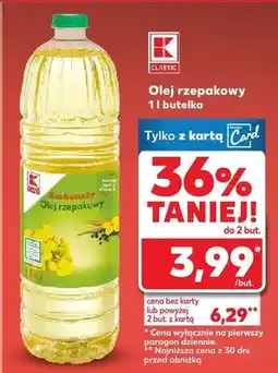 Kaufland Olej rzepakowy 1l butelka oferta