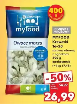 Kaufland Krewetki 16-20 surowe, obrane, z ogonkami opakowanie oferta