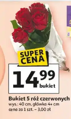 Auchan Bukiet 5 róż czerwonych oferta