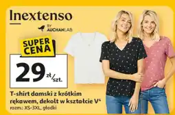 Auchan T-shirt damski z krótkim rękawem, dekolt w kształcie V oferta