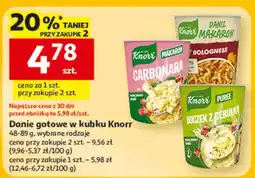 Auchan Danie gotowe Carbonara, Makaron Bolognese, Puree, Groszek z biernikiem oferta