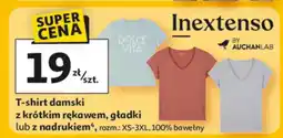 Auchan T-shirt damski z krótkim rękawem, gładki lub z nadrukiem oferta
