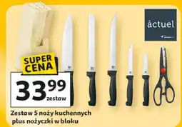 Auchan Zestaw 5 noży kuchennych plus nożyczki w bloku oferta