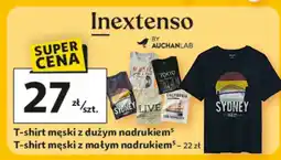 Auchan T-shirt męski z dużym nadrukiem oferta