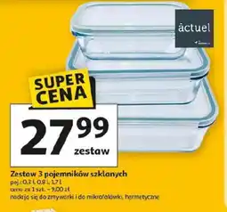 Auchan Actuel Zestaw 3 pojemników szklanych oferta