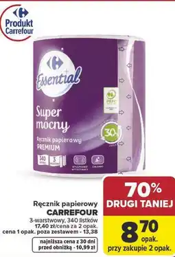 Carrefour Ręcznik papierowy Carrefour Essential Super mocny Premium oferta