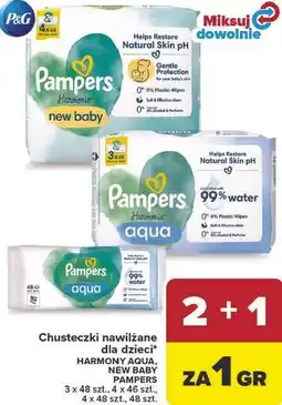 Carrefour Chusteczki nawilżane dla dzieci Pampers Harmony Aqua, New Baby oferta