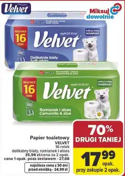 Carrefour Papier toaletowy Velvet 16 rolek oferta