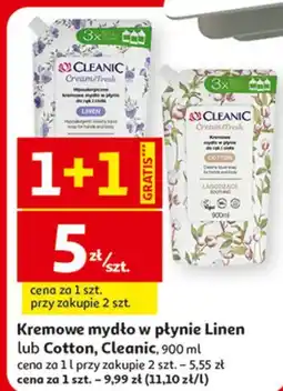 Auchan Kremowe mydło w płynie Linen lub Cotton, Cleanic oferta