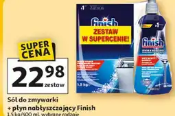 Auchan Sól do zmywarki + płyn nabłyszczający Finish oferta