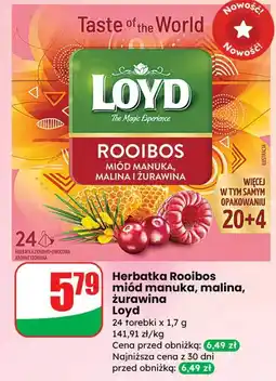 Dino Herbatka Rooibos miód manuka, malina, żurawina Loyd oferta
