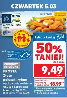 Kaufland Frosta Złote paluszki rybne opakowanie rodzinne oferta